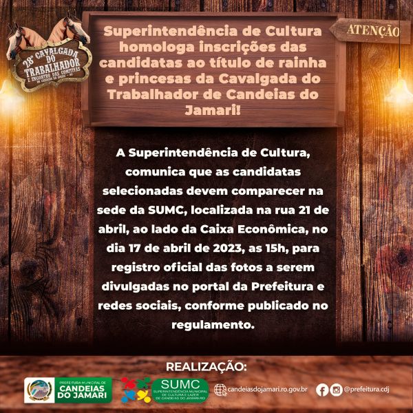 ​Veja homologação das inscrições a candidatas ao título de rainha e princesas da Cavalgada 2023